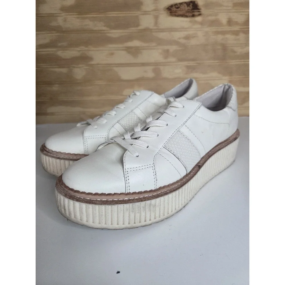 Dolce Vita Leather Snakeskin White Platform Sneakers Women's Size‎ 10